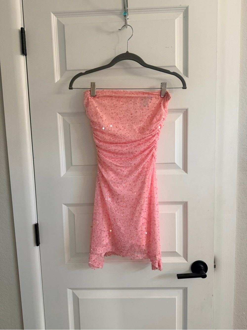 Windsor Pink Sequin Strapless Mini Dress